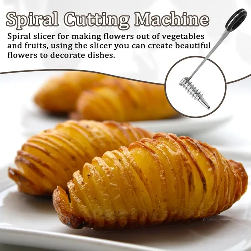 Vista 7 de Piranha - Cortador espiral para patatas, cortador en espiral de acero inoxidable para verduras, pepino y zanahoria