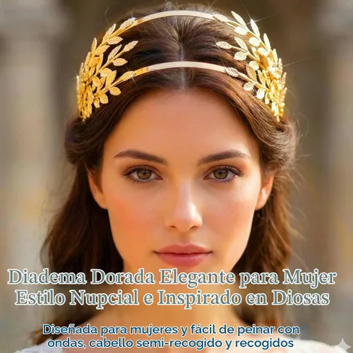 Vista 5 de Brishow Diadema de corona de hoja dorada, diosa griega, diadema de laurel para mujer Dorado