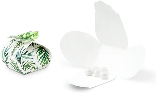Vista 5 de Cajas de papel de regalo de boda de forma única, hoja de palmera, juego de 10