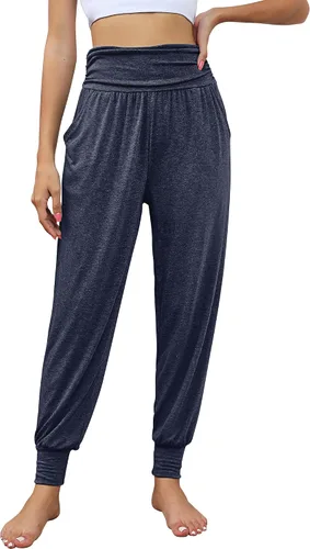 Vista 5 de Paquete de 2 pantalones deportivos de yoga para mujer, cómodos pantalones deportivos con bolsillos, casuales, holgados, cómodos y de cintura alta