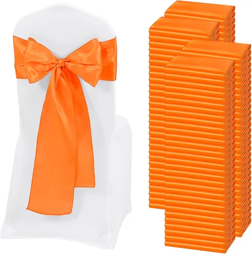 Vista 35 de 60 bandas de satén color burdeos para silla, diseño de lazos, para decoración de sillas de Acción de Gracias, boda, Navidad, banquetes, fiestas