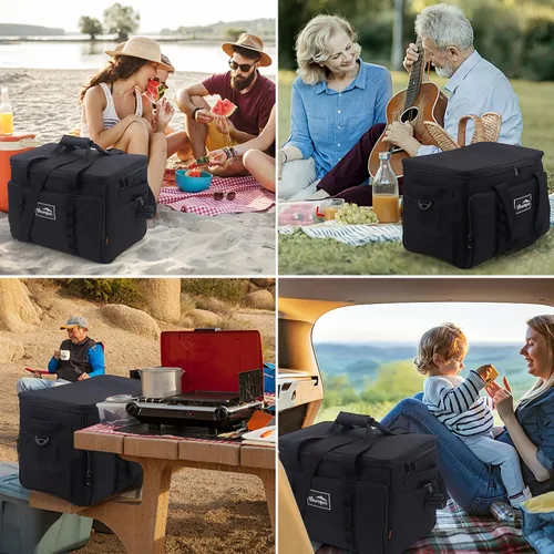 Vista 5 de Bolsa de enfriamiento YOUNGOA 48 latas, aislada, a prueba de fugas, enfriador suave grande plegable portátil para viajes, bolsas de enfriamiento
