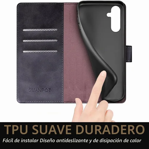 Vista 5 de SUANPOT Compatible con Samsung Galaxy A16 5G Funda tipo cartera con bloqueo RFID y soporte para tarjetas de crédito, funda protectora tipo libro
