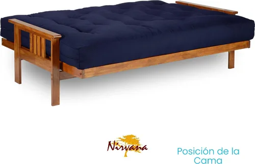 Vista 5 de Stanford juego de futón - Talla Full o Queen, colchón de 8 pulgadas, Madera Noble Cubierta de sarga azul marino