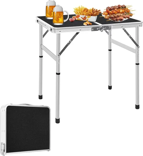 Vista 8 de Camp Field Mesa pequeña plegable de aluminio, altura ajustable, mesa de campamento portátil ligera para picnic, playa, al aire libre e