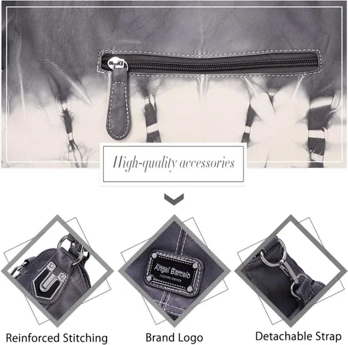 Vista 145 de Angel Barcelo - Bolsa de hombro amplia para mujer, diseño Hobo, cuero lavado