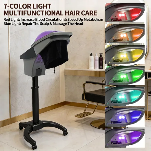 Vista 5 de Máquina profesional de vapor de pelo de salón, 700 W profesional acondicionador profundo vapor de cabello, ozono cuidado del cabello spa vapor
