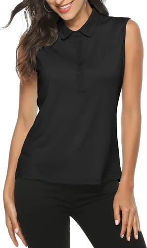 Vista 2 de camisa polo de golf sin mangas, de secado rápido, para mujer, deportiva