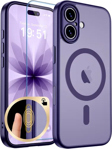 Vista 425 de zapica Funda magnética para iPhone Air, con protector de pantalla de vidrio templado, compatible con MagSafe, translúcida mate, a prueba de golpes