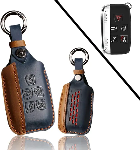 Vista 11 de ontto Funda de cuero para llave Land Rover, funda de protección completa, elegante soporte para llaves compatible con Range Rover para Jaguar