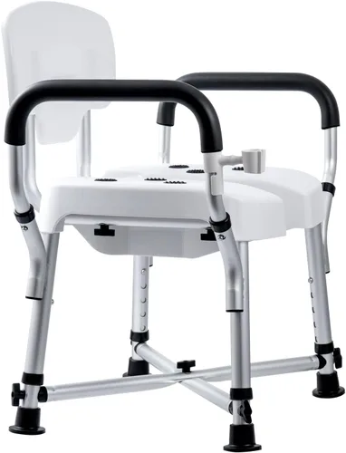 Vista 6 de MyGift Silla de ducha resistente de grado profesional para bañera interior con respaldo, reposabrazos acolchados, soporte para cabezal de ducha