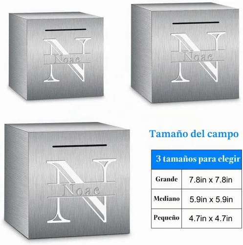 Vista 3 de Hucha personalizada hecha del acero inoxidable, caja de ahorros de encargo