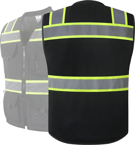 Vista 7 de JKSafety Hi-Vis Chaleco de seguridad unisex para topógrafos de alta visibilidad, resistente, con bolsillos internos, cumple con las normas ANSI/ISEA
