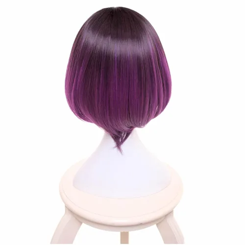 Vista 3 de Tugia Elma Joui - Peluca de anime Miss Kobayashis Dragon Maid Cosplay púrpura degradado pelo sintético para Halloween (talla única, peluca)