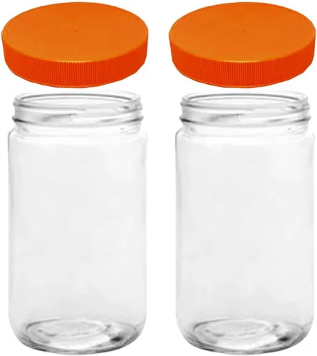 Vista 6 de JARMING COLLECTIONS Frascos de vidrio Mason de 16 onzas con tapas de plástico sin BPA – Frascos Mason de boca regular para beber y almacenar