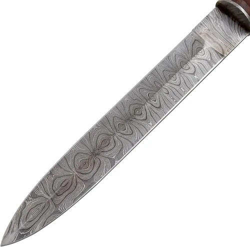Vista 3 de Real Damascus Mini Sword - Mango de hoja de doller, color plateado
