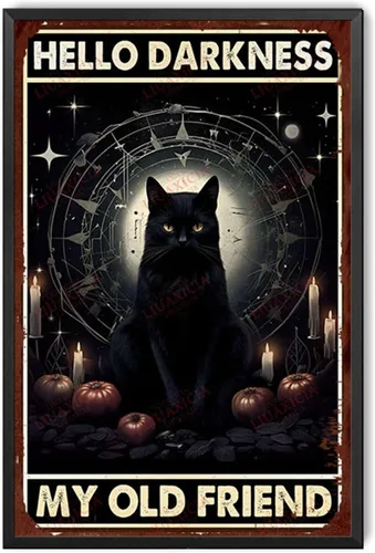 Vista 13 de Letrero de lata retro con diseño de gato negro, regalo de mamá de gato, decoración de gato negro de Halloween, regalo para amantes de los gatos