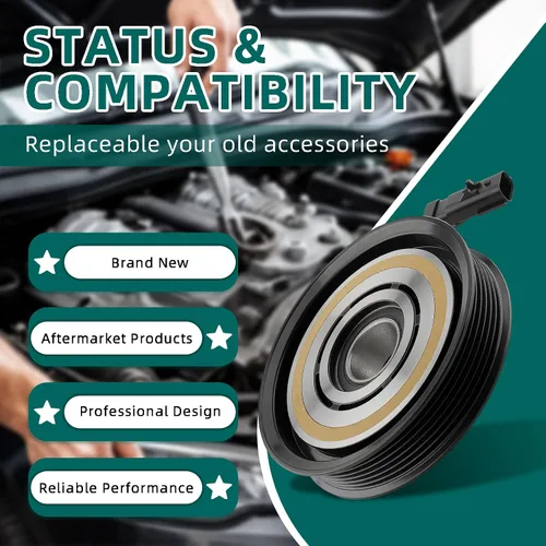 Vista 6 de AUTOKAY Kit de ensamblaje de embrague del compresor de CA compatible con Dodge Dakota 6 CYL 3.7L 8 CYL 4.7L 2004-2007 10S17C 55056435AB