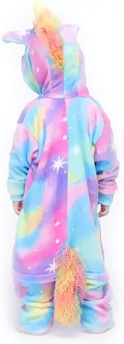 Vista 4 de Pijama de unicornio arcoíris para niños, disfraz de animal, Halloween, cosplay