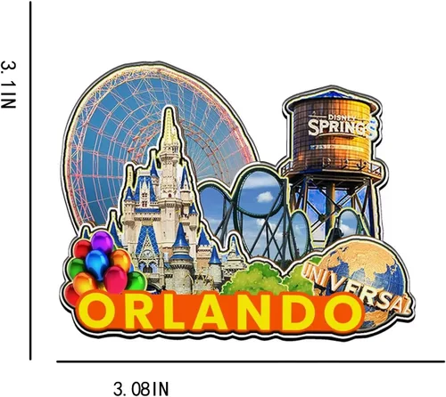 Vista 3 de Imán de madera para nevera Orlando Florida, Estados Unidos, 3D, monumentos de viaje, coleccionables, recuerdos, decoración hecha a mano -2148