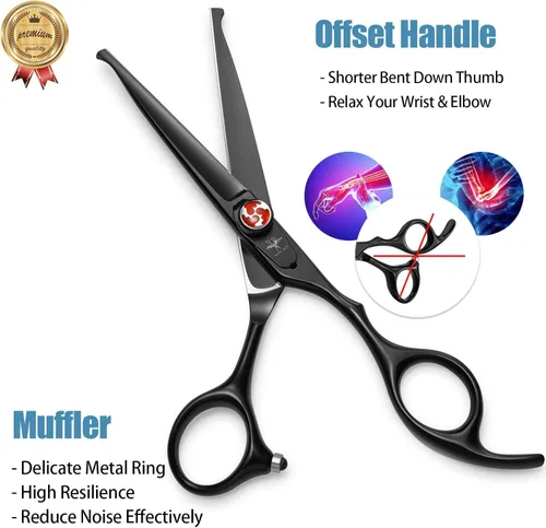Vista 3 de PURPLEBIRD Tijeras de corte de pelo de 6 pulgadas para niños, puntas redondeadas, tijeras profesionales de peluquería para corte de pelo