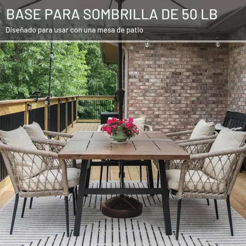 Vista 8 de US Weight Base de sombrilla duradera y rellenable para mesa de patio, capacidad de 50 libras, soporte ajustable resistente para sombrillas al aire