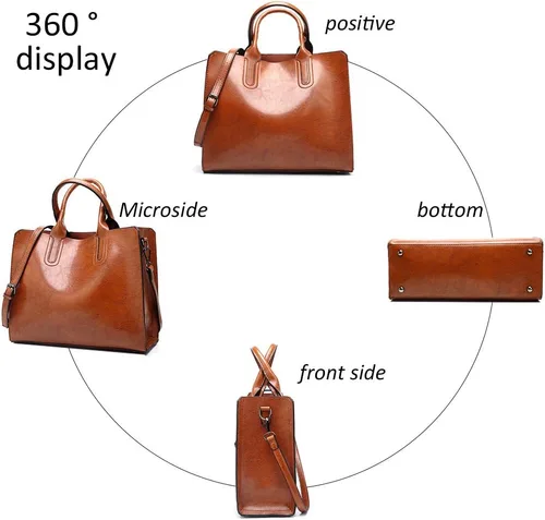 Vista 6 de Pahajim Bolsos de mano y bolsos de cuero para mujer con asa superior, bolsas de mano para mujer