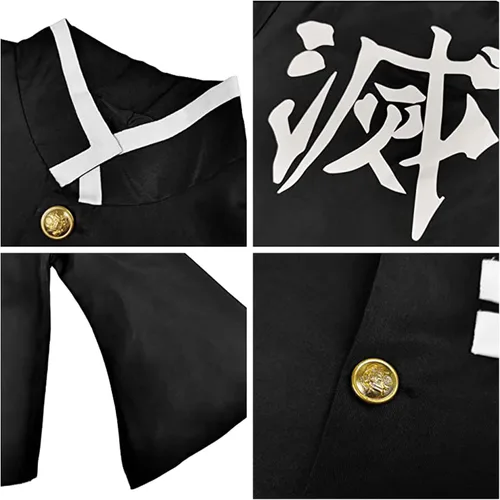 Vista 5 de Conjunto de kimono de cosplay para niñas, niños, uniforme de Demon Slayer para niños, disfraz de anime, trajes de fiesta de Halloween, llavero