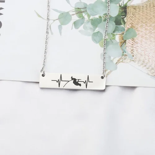 Vista 2 de Collar con colgante de latido del corazón para hombre, bóveda de regalo, para hombre, bóveda de bóveda, entrenador, joyería, regalo de pista y campo