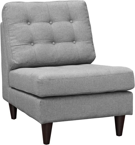 Vista 45 de Sofá esquinero Modway Empress, estilo de mediados de siglo, tapizado de tela en avena, Tela, Celeste