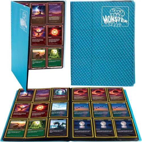 Vista 10 de Monster Binder - Álbum de tarjeta coleccionables, 9 bolsillos para tarjetas, retiene 360 de Yugioh, Magic, y Pokémon, Matte Teal Verde azulado mate
