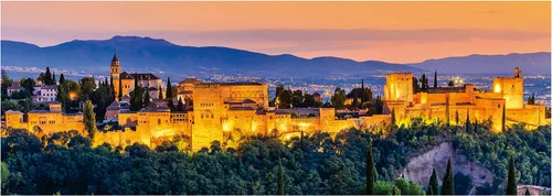 Vista 3 de Educa - Puesta de sol española - Alhambra, Granada Panorama - Rompecabezas de 1000 piezas - Pegamento para rompecabezas incluido - La imagen