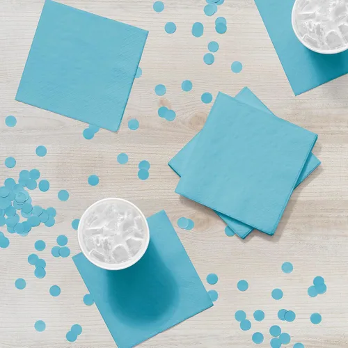 Vista 4 de Creative Converting Touch of Color - Servilletas de papel de 3 capas, 50 unidades para bebidas, color azul Bermudas, Servilleta para bebidas, Azul