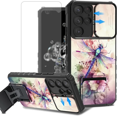 Vista 35 de Funda para teléfono Samsung Galaxy A15 5G con protector de pantalla con cubierta deslizante para cámara y soporte de doble capa híbrida resistente a