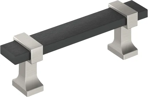 Vista 40 de Amerock Overton - Tirador para gabinete de 96 mm de centro a centro en acabado negro mate cepillado/bronce champán, BP36681BMBCZ