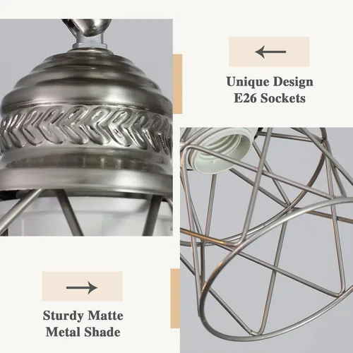 Vista 5 de Accesorios de iluminación de cocina - Lámpara de techo de 3 luces multidireccional con base E26, montaje empotrado ajustable para cocina de granja