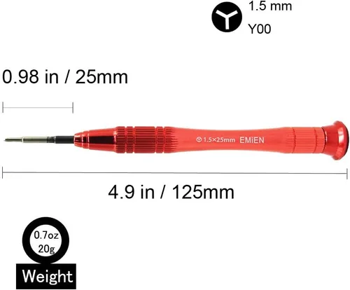 Vista 5 de Destornillador triwing compatible con Nintendo Switch, EMiEN 0.079 in Phillips 0.059 in Y00 Tri-Point Tri Wing Tip Kit de destornilladores