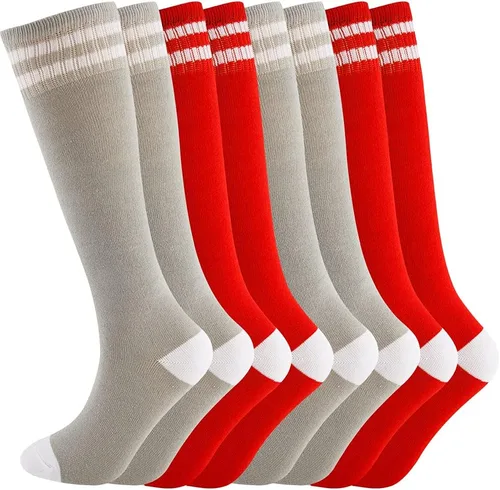 Vista 26 de Calcetines altos hasta la rodilla para niños, calcetines de fútbol de algodón para niños, niñas, niños pequeños
