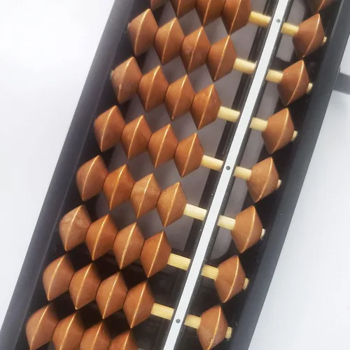 Vista 3 de Ábaco Soroban Profesional de 17 Columnas, Ábaco Matemático Estándar de Dígitos, Herramienta de Cálculo Matemático con Botón de Reinicio para Adultos