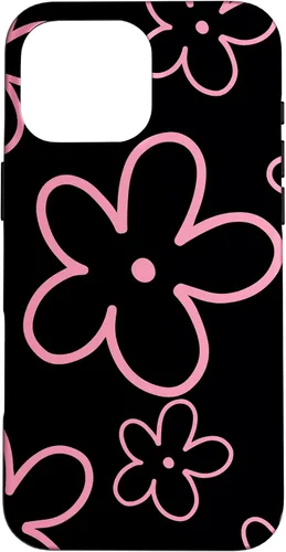 Vista 19 de Pink Black Flower Retro Modern Boho Floral Aesthetics Case for iPhone 17