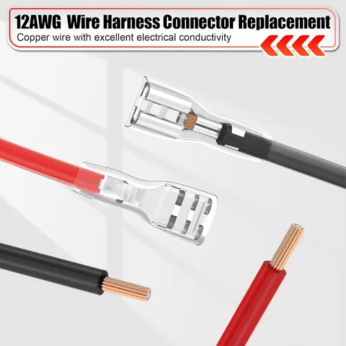 Vista 5 de Reemplazo del conector de arnés de cable de 12 AWG compatible con batería Peg Perego SLA de 12 voltios, conector de batería de 12 V con fusible