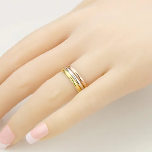 Vista 3 de Anillo de alianza de boda de 10 mm en blanco amarillo oro rosa de 2 mm