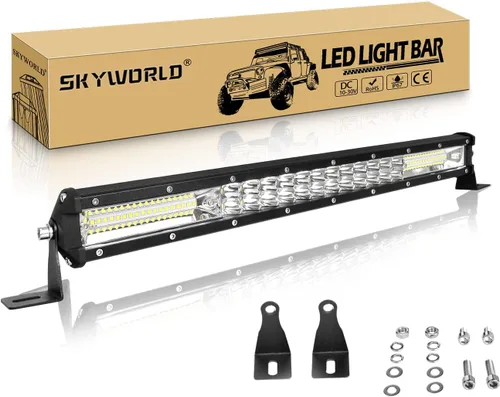 Vista 10 de SKYWORLD Barra de luz de trabajo LED de doble fila de 15 pulgadas, 108 W, 10800LM, haz de punto antiniebla, 6000 K, lámpara de conducción