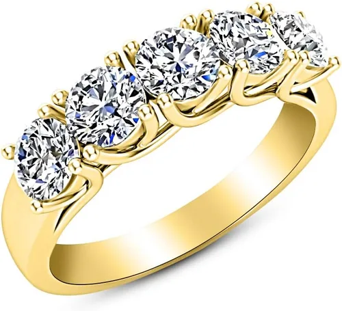 Vista 6 de Houston Diamond District 1 to 3 CT Round Diamond 5 Stone Anniversary Ring Band Platinado