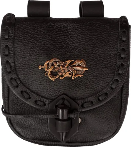 Vista 17 de Mythrojan - Bolso de Cintura de Cuero Vikingo - Accesorios para Vestimenta Medieval y Renacentista - Bolso de Cintura LARP - Bolso de Monedas