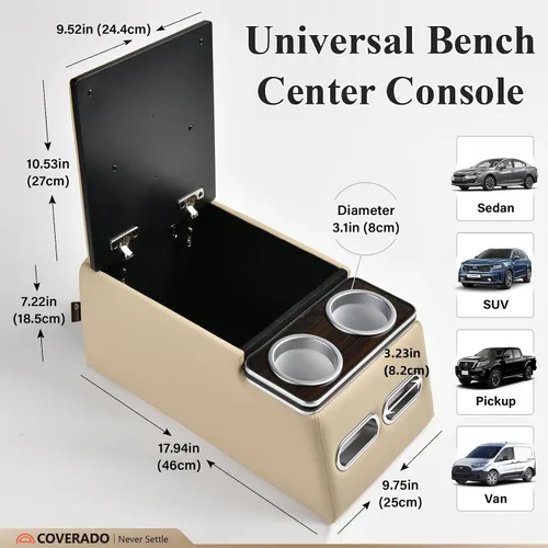 Vista 4 de Coverado - Organizador de consola central para auto, consolas universales para asiento trasero, organizador y almacenamiento para asiento