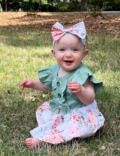 Vista 2 de Vestido de niña recién nacida, floral, manga con volantes, casual, vestido de playa, vestido de princesa con falda de princesa, vestidos de verano