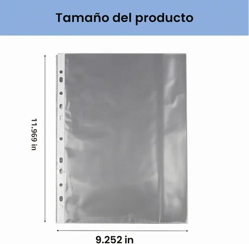 Vista 4 de Bolsillo perforado A4, protectores de hojas, 100 páginas, protectores de hojas transparentes para carpetas, protectores de páginas de plástico