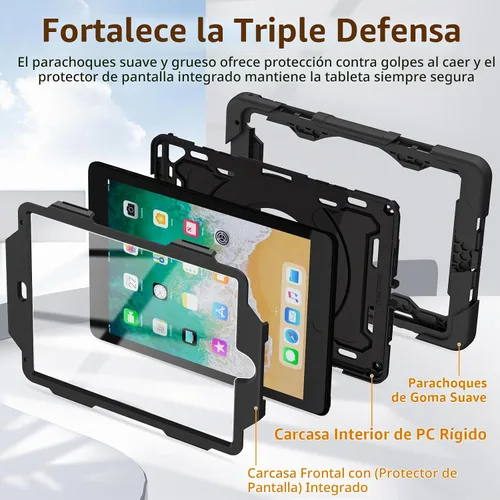 Vista 6 de ROISKIN Funda para iPad de 6ª y 5ª generación de 9.7 pulgadas, Pro 9.7, Air 2 con soporte giratorio 360 y correa de mano
