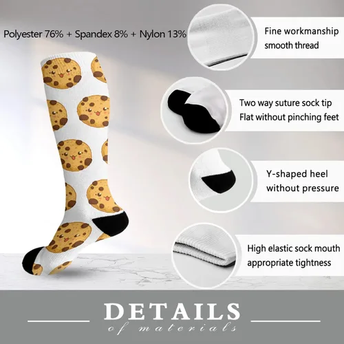 Vista 6 de devor Girls Knee High Socks Work Boot Sock for Girls Cotton Knee High Socks Funny Cute cookies Socks